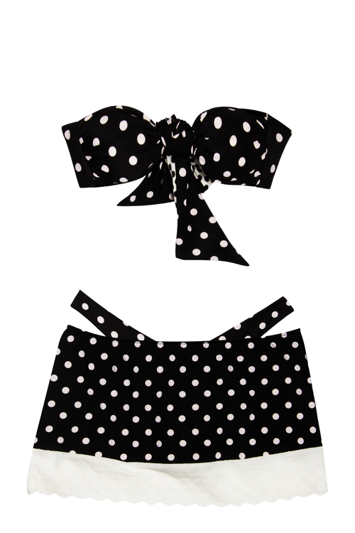 Capri mini-skirt - Polka dot White